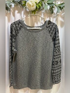 🍂Liberty Love Geometric Raglan Sleeve Knit Sweatshirt XL